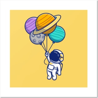 Astronaut holding planets Posters and Art